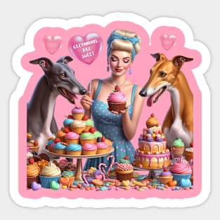 Greyhound Dogs, Pin-up Girl, and a Retro Bakery Sticker